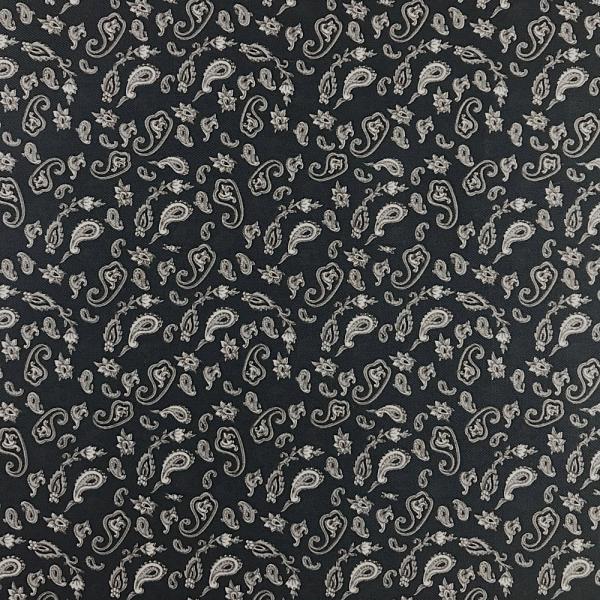 Coupon of cotton canvas fabric with paisley pattern on black background 1,50m or 3m x 1,40m