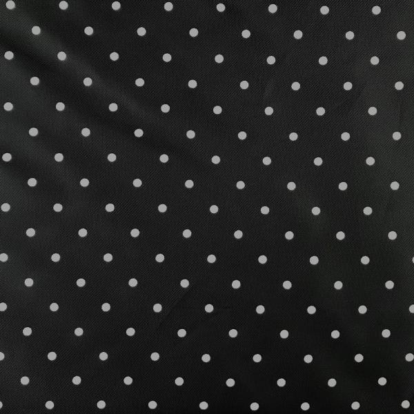 Coupon for black acetate and cupro lining fabric with white polka dots 1m x 1,40m