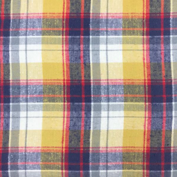 Coupon of multicolored checked brushed cotton twill fabric 3m x 1,10m