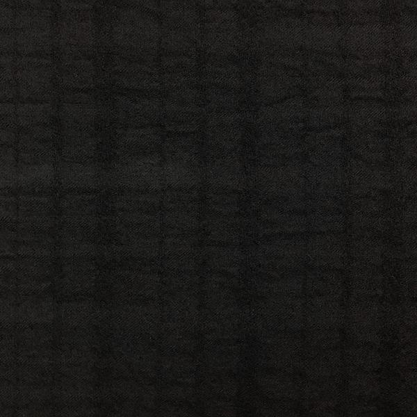 Coupon of black embossed cotton and wool fabric with checks 1m50 or 3m x 1.40m