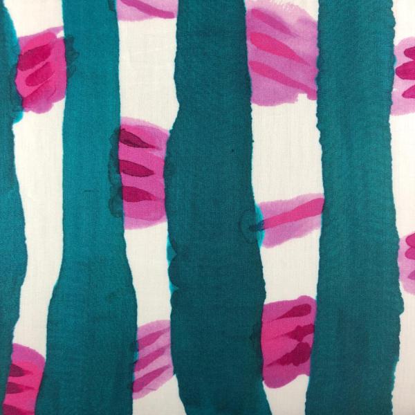 Silk satin fabric coupon mixed turquoise, white and pink stripes 1.50m or 3m x 1.40m