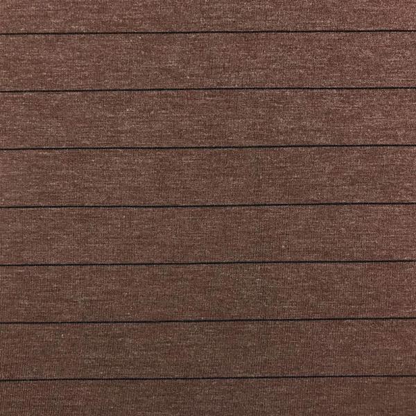 Cotton blend jersey fabric with black stripes on brown background 3m x 1.15m