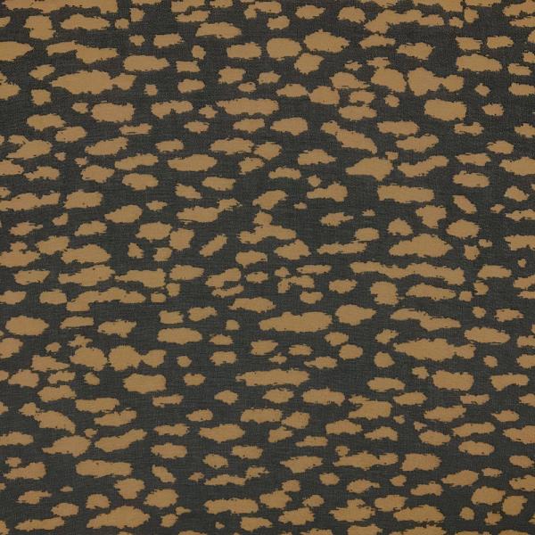 Coupon of printed polyester chiffon fabric caramel camouflage on black background 3m x 1.40m