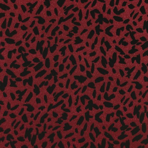 Black and burgundy leopard print polyester muslin fabric coupon 1,50m or 3m x 1,40m