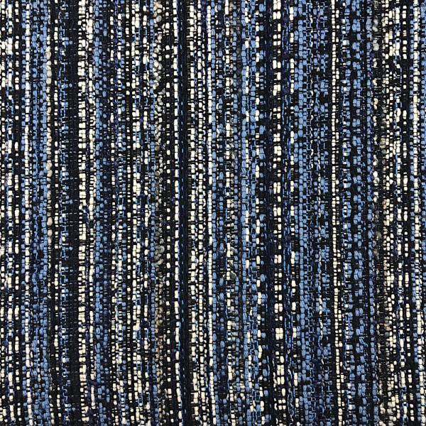 Coupon of black, blue and white blend cotton braided fabric 1,50m or 3m x 1,40m