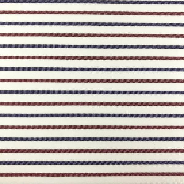 Coupon of cotton poplin fabric with red, blue and cream stripes 3m or 1m50 x 1.40m
