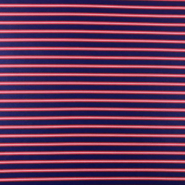 Cotton poplin fabric coupon with blue and red stripes 2m x 1,40m