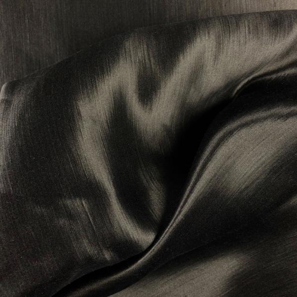 Silk and cotton satin fabric coupon in black with stripes 1m50 or 3m x 1,40m