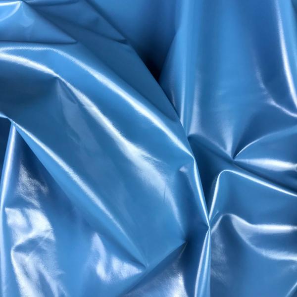 Shiny blue skai fabric coupon in cotton and polyurethane coating 1m x 1.40m