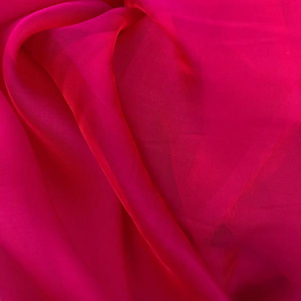 Coupon of fushia changing silk chiffon fabric with pearly orange reflections 1.50m or 3m x 1.40m