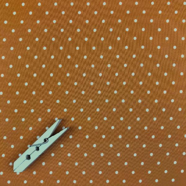 Coupon of satin viscose canvas fabric with white polka dots on ocher background 1,50m or 3m x 1,40m