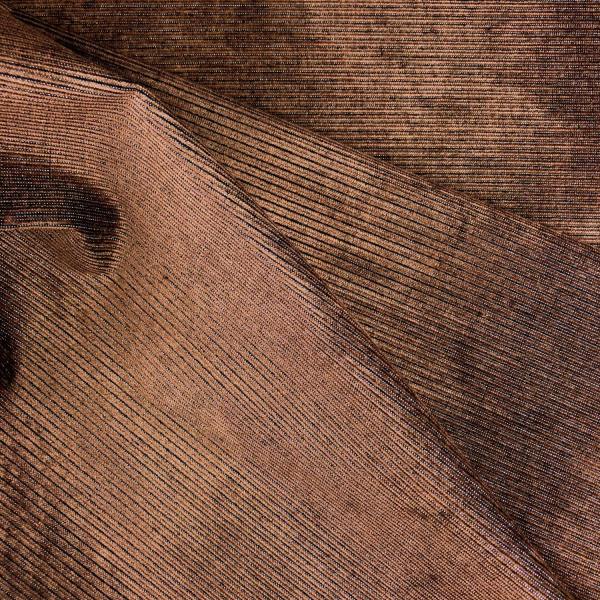 Cotton velvet fabric coupon with brown and silver sparkling stripes 1m50 ou 3m x 1,40m