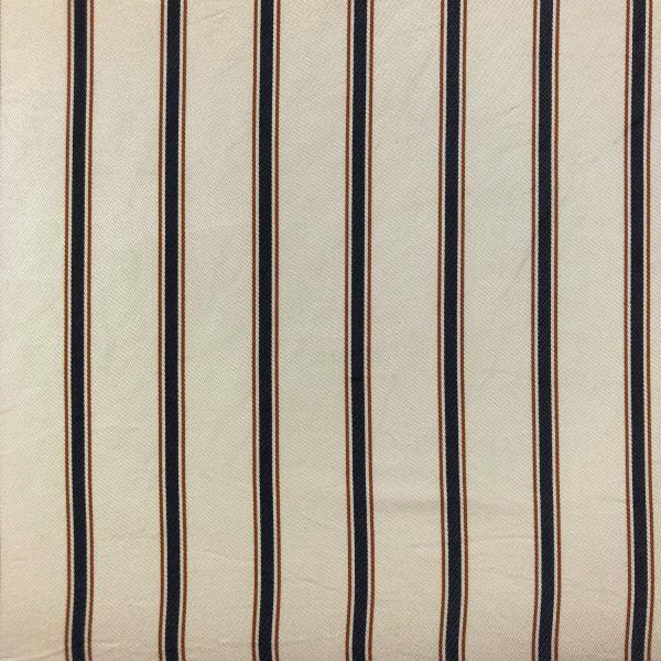 Viscose and acetate striped satin fabric coupon navy cream and red 1,50m or 3m x 1,40m