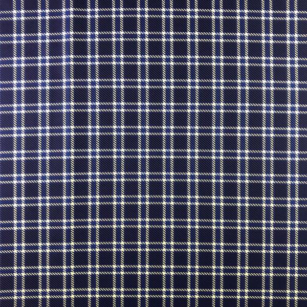 Coupon of checked cotton twill fabric in navy blue 1,50m or 3m x 1,40m