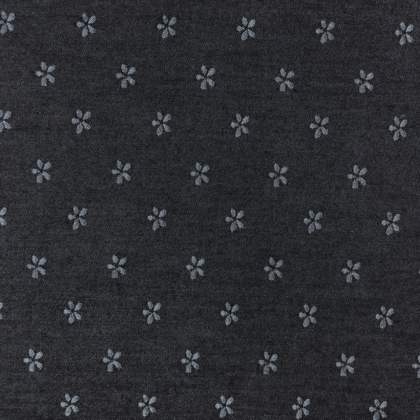 Fabric coupon in raw denim with small flowers 1,50m or 3m x 1,40m