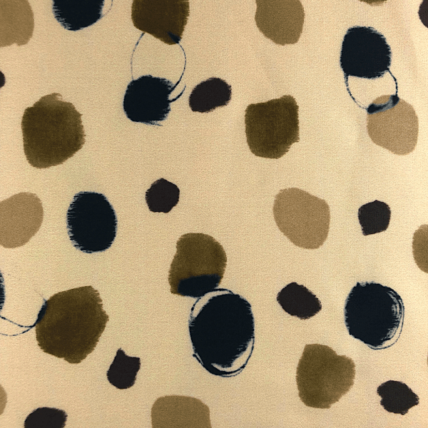 Cotton fabric coupon with large dots on a light yellow background 1.50m or 3m x 1.40m