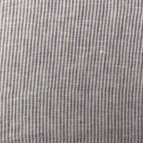 Linen fabric coupon with mini purple stripes 1,50m or 3m x 1,40m