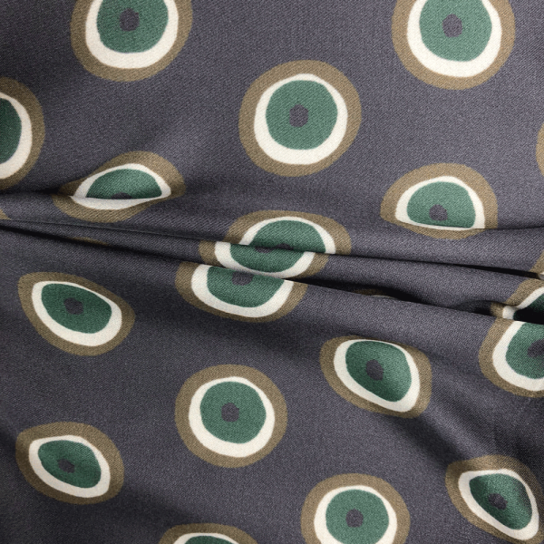 Viscose fabric coupon with abstract patterns in shades of green 1.50m or 3m x 1.40m
