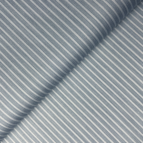 Satin cotton poplin fabric coupon in blue and beige stripes 2m x 1,40m