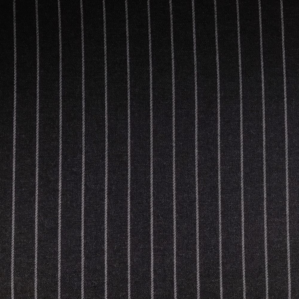 Coupon de tissu draperie en laine grise rayé blanc 3m x 1,40m