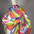Coupon de tissu en mousseline de soie à motif graphique multicolore 1,50m ou 3m x 1,40m