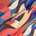Coupon de tissu en mousseline de soie à motif graphique multicolore 1,50m ou 3m x 1,40m