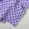 Coupon de tissu crêpe de polyester violet pastel aux point noir 1,50m ou 3m x 1,40m