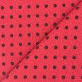 Coupon de tissu crêpe de polyester rouge aux point noir 1,50m ou 3m x 1,40m