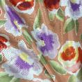 Coupon de tissu de soie sauvage motif fleuri 1,50m ou 3m x 1,40m