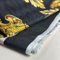 Coupon de tissu en twill de soie motifs fond noir motif d'oré 1,50m ou 3m x 1,75m