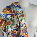 Coupon de tissu en twill de soie motifs inspiration florale multicouleur 1,50m ou 3m x 1,75m
