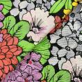 Coupon de tissu en twill de soie motif fleur multicolore 1,50m ou 3m x 1,40m