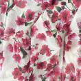 Coupon de tissu en mousseline de polyester imprimé fleurs sur fond écru 1,50m ou 3m x 1,40m