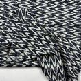 Coupon de tissu crepe de soie et viscose fond blanc motif gris noir 1,50m ou 3m x 1,40m