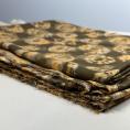 Coupon de tissu en toile de viscose motif jaune au fond marron 2m ou 4m x 1,10m
