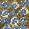 Coupon de tissu en toile de viscose motif bleu au fond marron 2m ou 4m x 1,10m