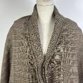 Coupon de costume tissu en natté de laine à carreaux marron,beige et bordeaux 3m x 1,40m
