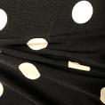 Coupon de tissu en polyester léger à motifs pois blancs sur fond noir 1,50m ou 3m x 1,40m