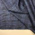 Coupon de tissu drap de laine à carreaux bleu et noir chiné 1,50m ou 3m x 1,40m