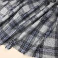 Coupon de tissu drap de laine à carreaux gris et bleu 1,50m ou 3m x 1,40m