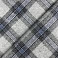 Coupon de tissu drap de laine à carreaux gris et bleu 1,50m ou 3m x 1,40m