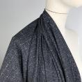 Coupon de tissu drap de laine et élasthanne noire à carreaux blancs discrets 1,50m ou 3m x 1,50m