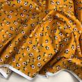Coupon de tissu en 100% coton imprimé avec motif de petites fleurs sur fond orange mandarine 1m50 ou 3m x 1m40