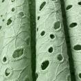 Coupon de tissu en broderie anglaise vert pistache aux motifs ovales ajourés 1m50 ou 3m x 1,40m
