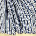 Coupon de tissu en coton à fines rayures tressées bleues, blanches et noires 1,50m ou 3m x 1,40m