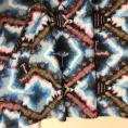 Coupon de tissu en coton imprimé bleu et multicolore avec motif batik tie-dye 3m ou 1m50 x 1,40m