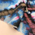 Coupon de tissu en coton imprimé bleu et multicolore avec motif batik tie-dye 3m ou 1m50 x 1,40m