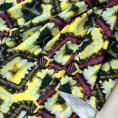 Coupon de tissu en coton imprimé jaune, vert et rose motif batik tie-dye 3m ou 1m50 x 1,40m