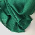 Coupon de tissu en étamine de laine et soie vert émeraude tissage chevron 3m x 1,40m