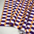 Coupon de tissu en jersey de polyester à imprimé géométrique orange, violet et blanc 1,50m ou 3m x 1,40m